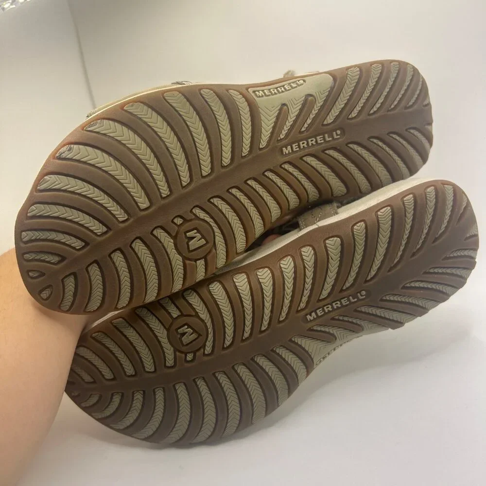 Merrell violatta aluminum Tan Strappy Sandals Size 7 Braided Detail & Adjustable - Picture 5 of 8